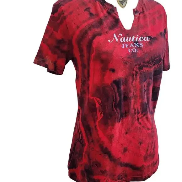 Nautica. Y2K, Reworked Tie-Dye T-Shirt w/ Geodes & Logo Graphic Print. Size M - Picture 3 of 7